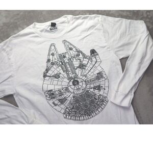 Star Wars Millennium Falcon T Shirt Size M Long‎ Sleeve White Lucas Films Ltd.